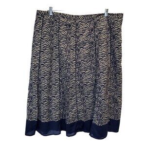 Coldwater Creek Navy Zebra Midi Skirt Women's Size 2X